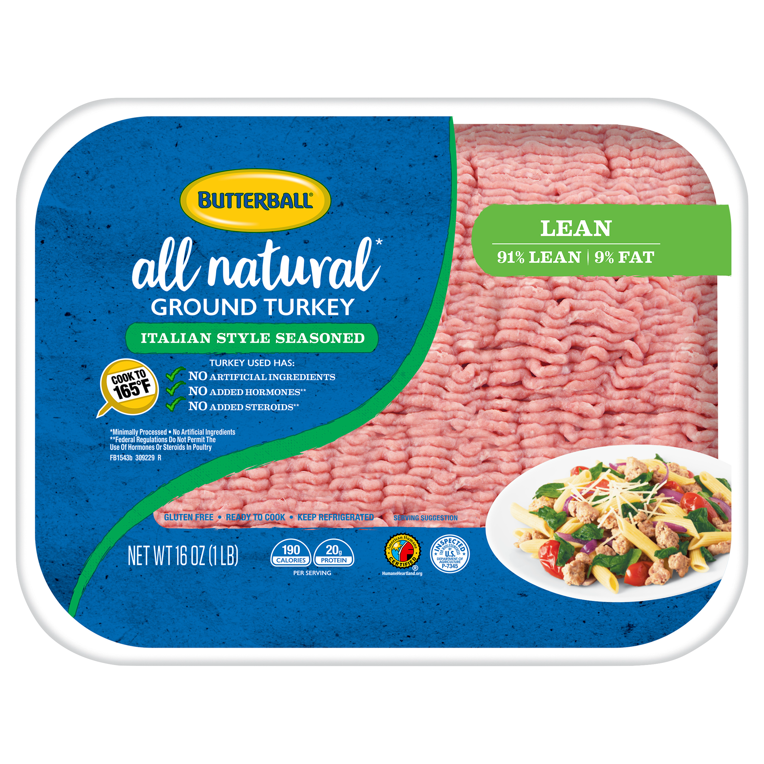 Fresh Italian Style Seasoned All Natural* Ground Turkey 91/9 Image of Fresh Italian Style Seasoned All Natural* Ground Turkey 91/9
