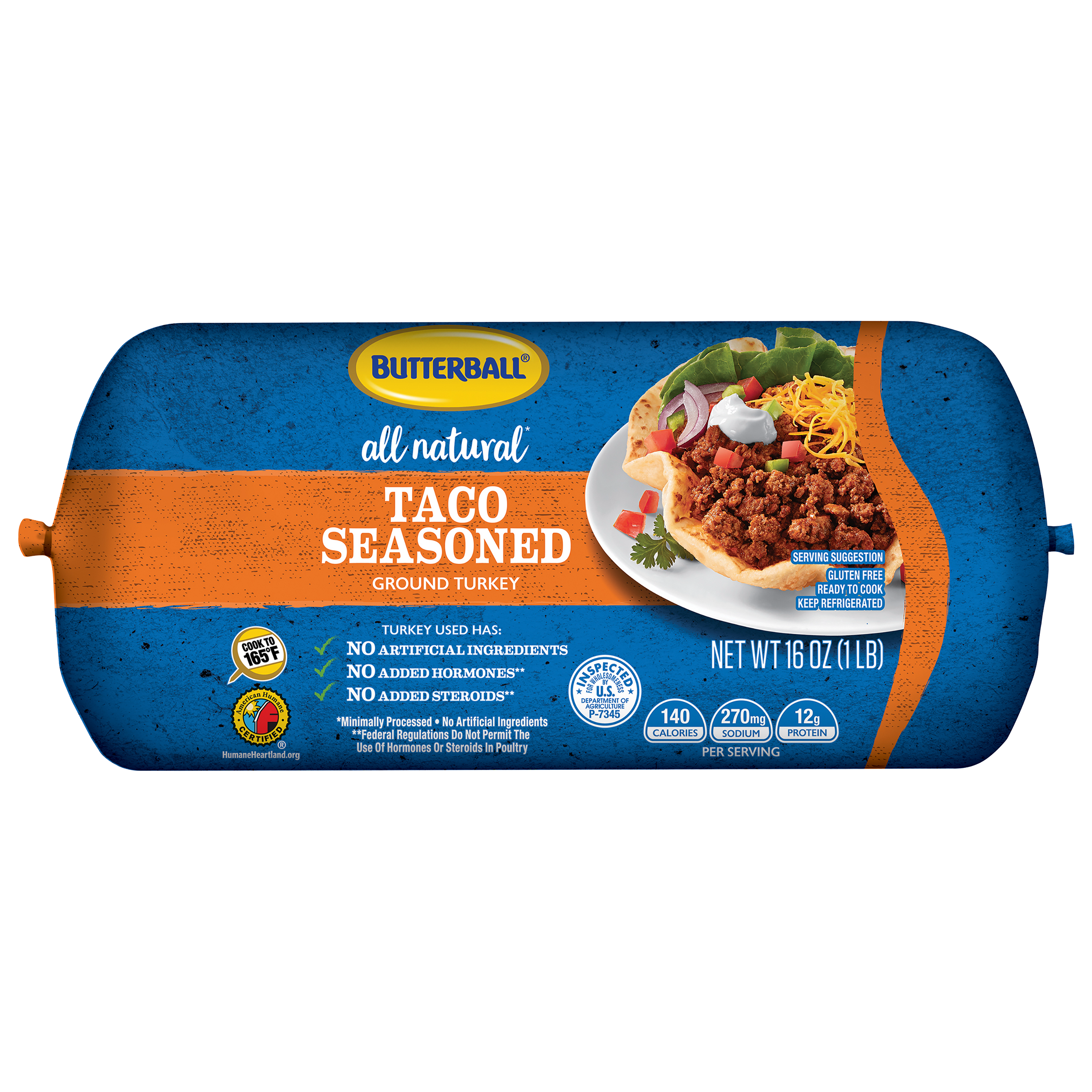 Fresh All Natural Taco Seasoned Ground Turkey Roll Butterball