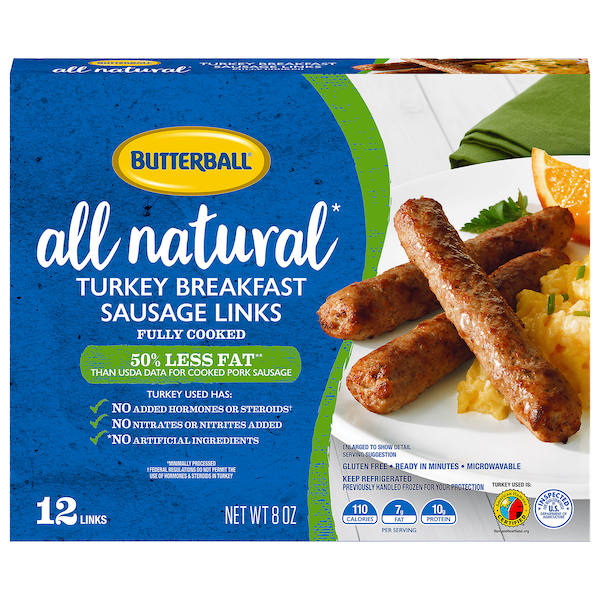 All Natural* Turkey Breakfast Sausage Links Butterball All Natural* Turkey Breakfast Sausage Links