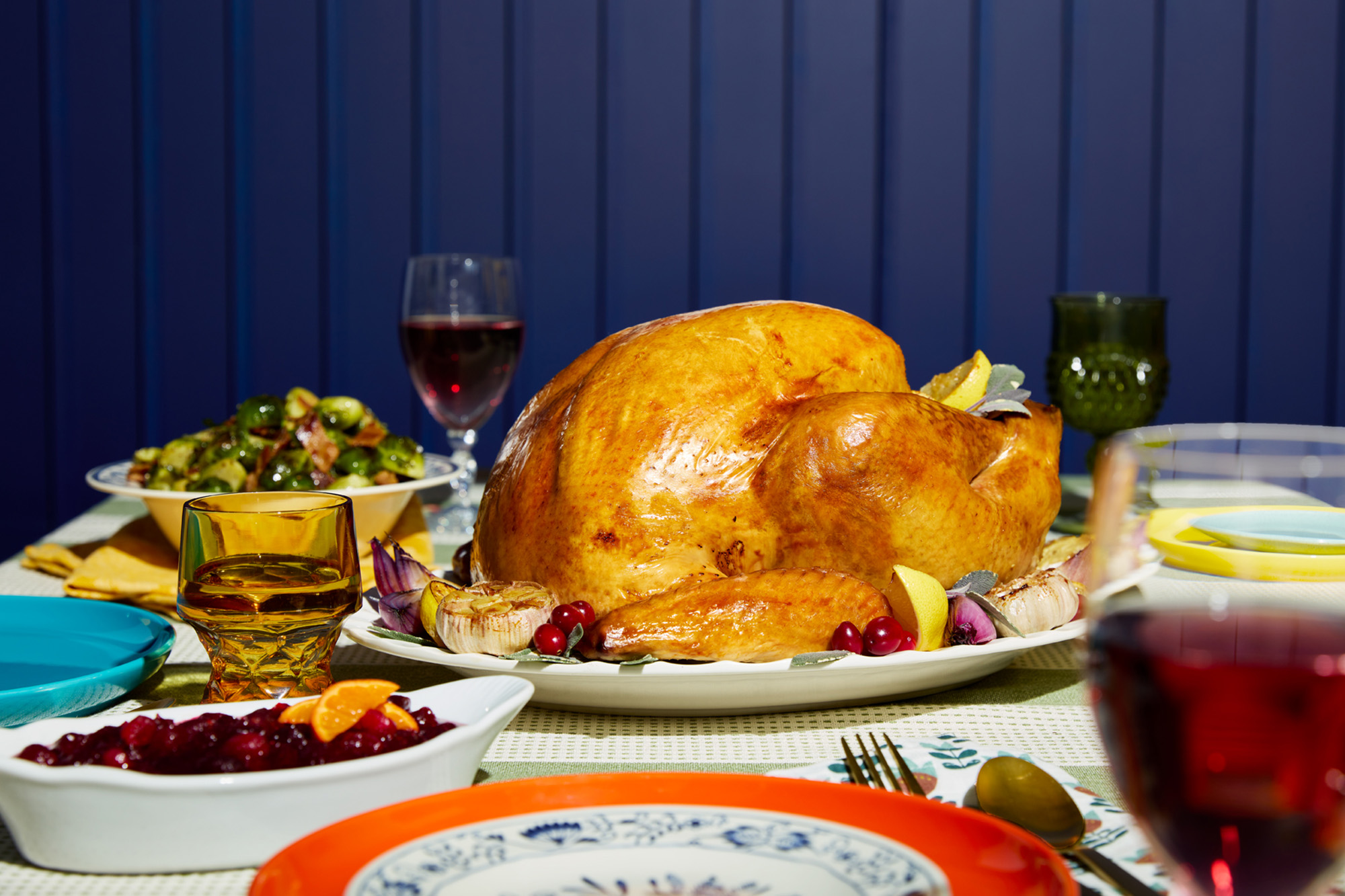 Cooked turkey dinner with sides