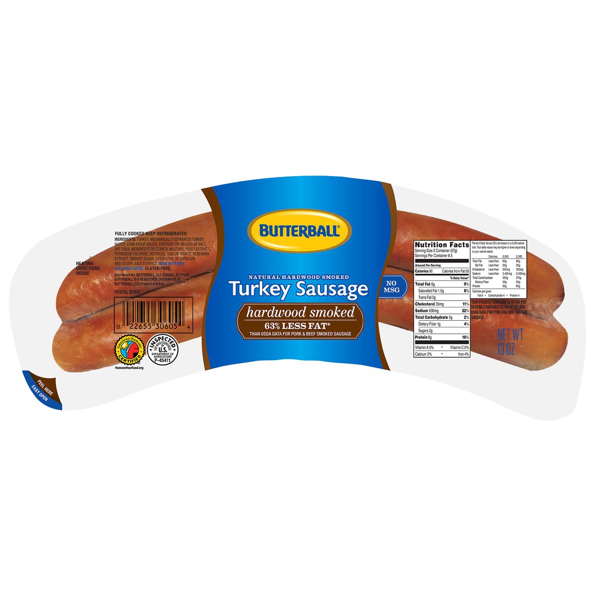 Natural Hardwood Smoked Turkey Sausage Image of Natural Hardwood Smoked Turkey Sausage.