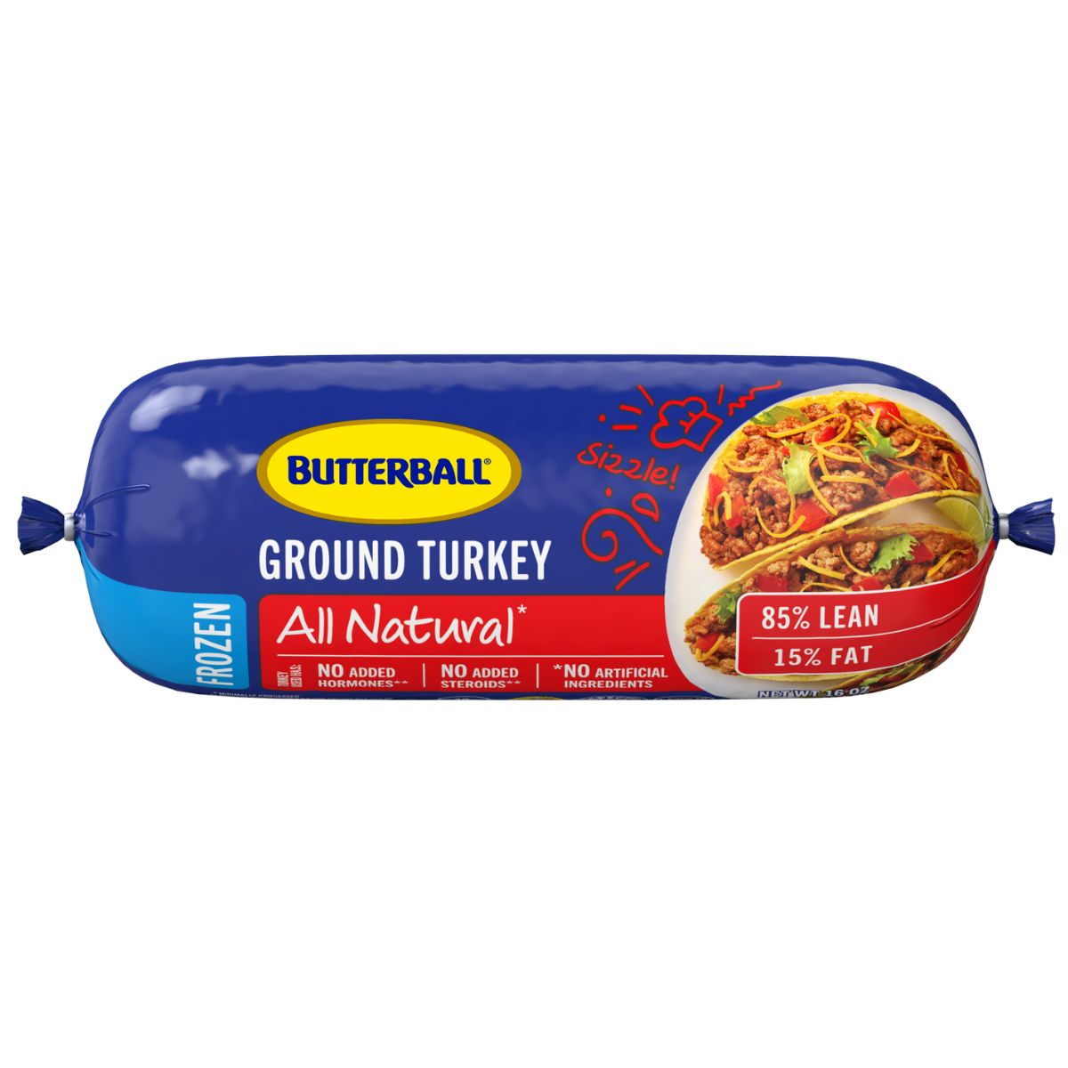 Frozen All Natural* Ground Turkey 85/15 Roll