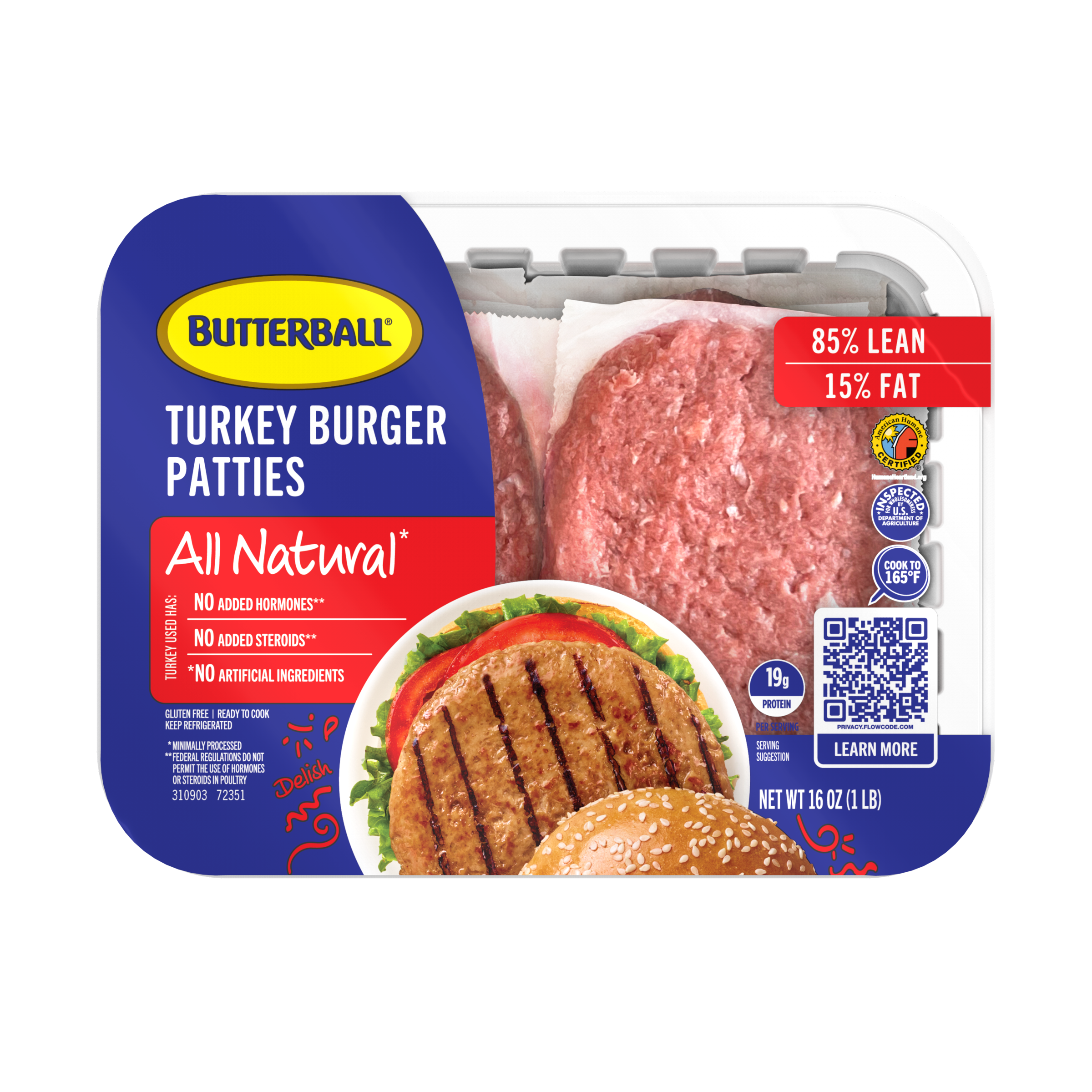 BB_85-15_TurkeyBurgerPatties_2024Pkg Butterball 85/15 Turkey Burger Patties.