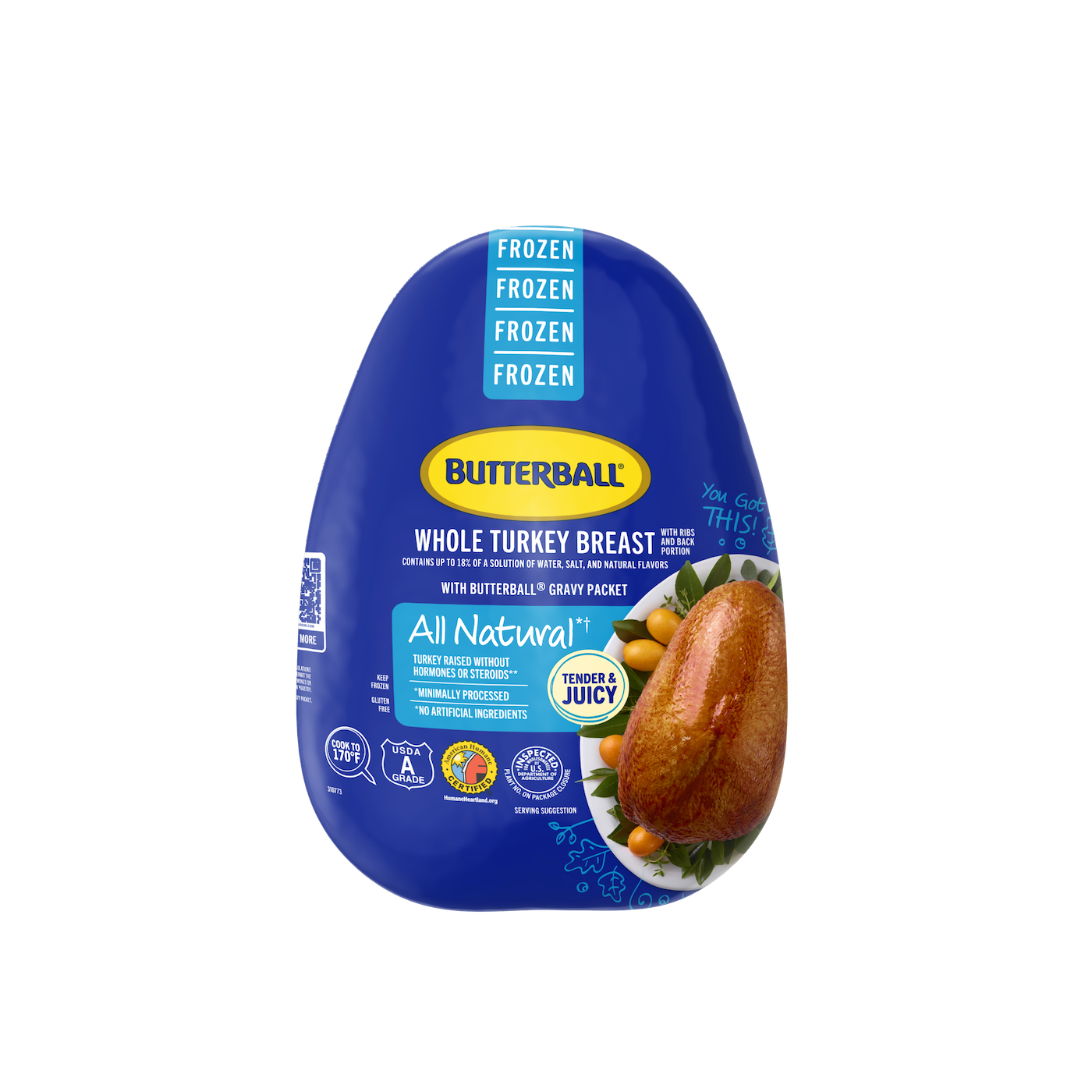 BB Frozen Bone-In Turkey Breast in 10x17 bag, tender and flavorful, perfect for roasting or baking.