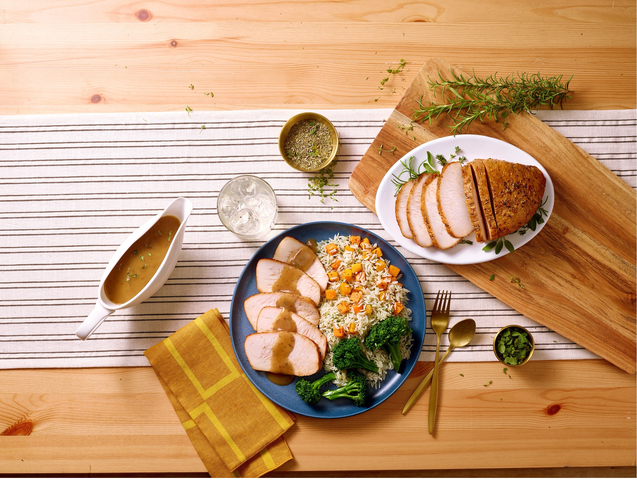 Image of a plate of turkey with gravy and other tasty fixings.