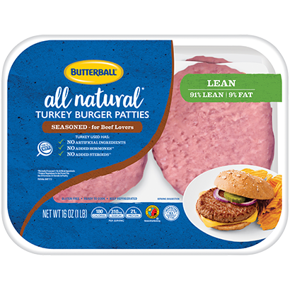 Fresh All Natural* Seasoned Turkey Burger Patties Image of Fresh All Natural* Seasoned Turkey Burger Patties