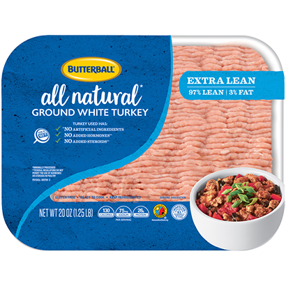 Fresh All Natural* Extra Lean Ground White Turkey 97/3 Image of Fresh All Natural* Extra Lean Ground White Turkey 97/3