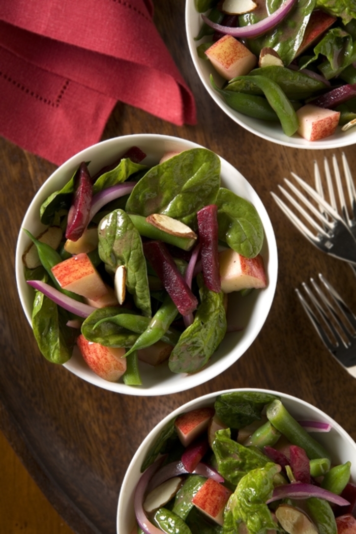 Image of Beet Spinach and Apple Salad with Pomegranate Vinaigrette