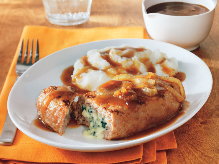 Image of Blue Cheese Stuffed Steak with Onion Gravy