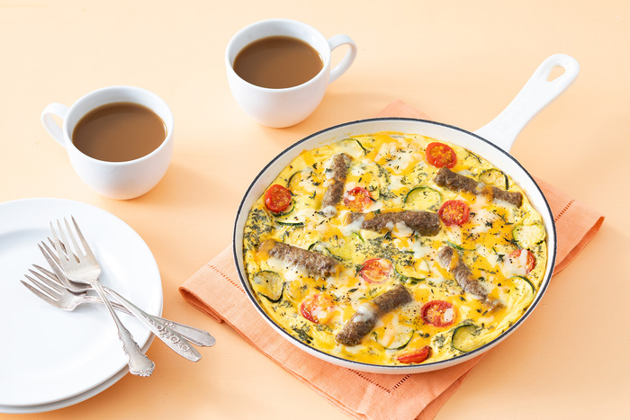 Image of Easy Skillet Sausage and Egg Bake with Sausage Links Image of Easy Skillet Sausage and Egg Bake with Sausage Links