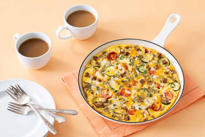 Image of Easy Skillet Sausage Egg Bake with Sausage Crumbles Image of Easy Skillet Sausage Egg Bake with Sausage Crumbles