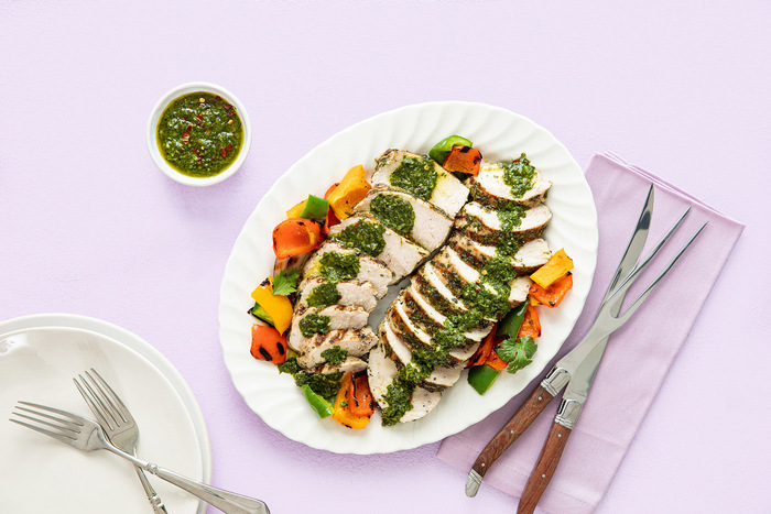 Image of Grilled Turkey Breast Tenderloin with Chimichurri Sauce Image of Grilled Turkey Breast Tenderloin with Chimichurri Sauce