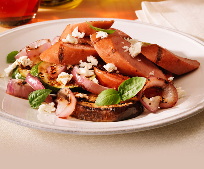 Image of Smoked Sausage with Mediterranean-Style Vegetables Image of Smoked Sausage with Mediterranean-Style Vegetables
