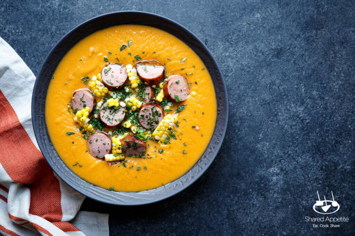 Image of Sweet Potato Corn and Sausage Soup Image of Sweet Potato Corn and Sausage Soup
