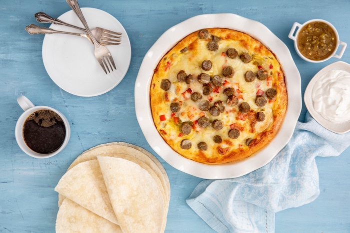 Image of Turkey Sausage Tortilla Breakfast Bake Image of Turkey Sausage Tortilla Breakfast Bake