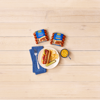 Two packages of Grilled Hearty Links with fixings