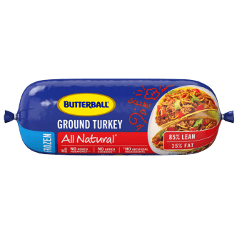 Frozen All Natural* Ground Turkey 85/15 Roll