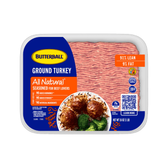Fresh Seasoned All Natural* Ground Turkey 91/9