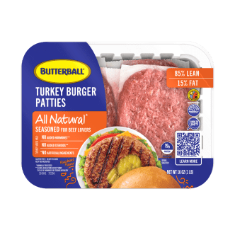 Butterball 85/15 Seasoned Turkey Burger Patties.
