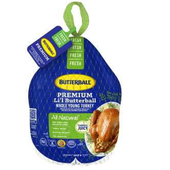Fresh Li’l Butterball Turkey shown in its signature product packaging. 