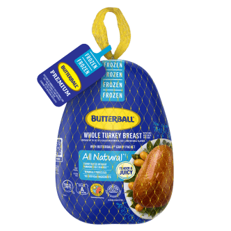 Frozen Bone-In Turkey Breast in 10x17 bag, tender and flavorful, perfect for roasting or baking.