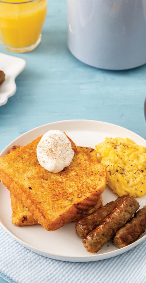 Butterball Breakfast French Toast with Scrambled Eggs and Turkey Sausage Links