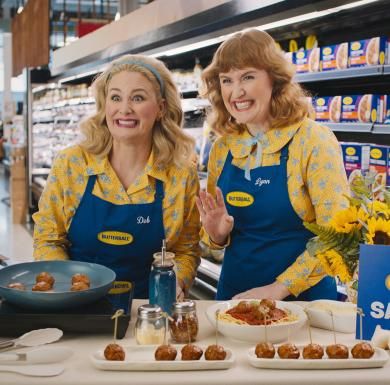 Butterball's new spokepersons, the Butterball Gals, hand out turkey meatball samples at a grocery store.