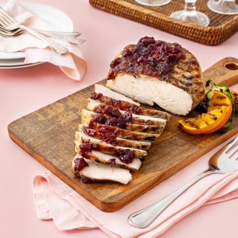 Image of a Grilled Turkey Breast with Cranberry-Jalapeño Hot Sauce