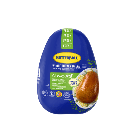 BB Fresh Bone-In Turkey Breast packaged in an 11 x 18 inch bag, ideal for roasting or baking.