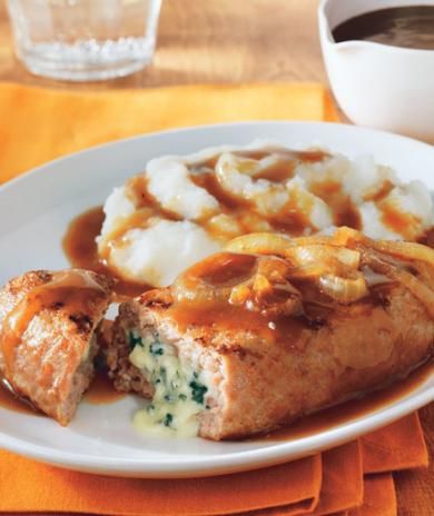 Image of Blue Cheese Stuffed Steak with Onion Gravy