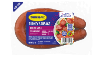 Butterball Polish Style Smoked Turkey Sausage, 63% less fat, hardwood smoked, 13 oz package.