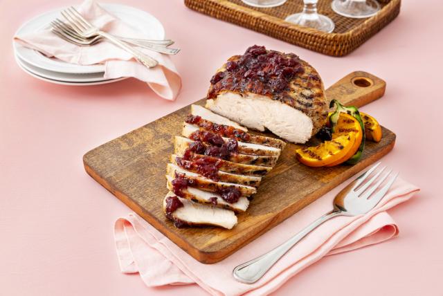 Image of a Grilled Turkey Breast with Cranberry-Jalapeño Hot Sauce