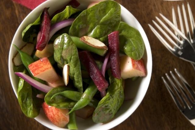 Image of Beet Spinach and Apple Salad with Pomegranate Vinaigrette