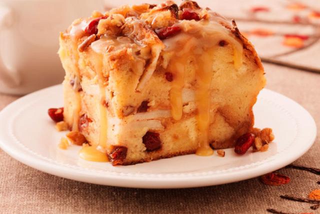 Image of Praline Topped Apple Cranberry Bread Pudding